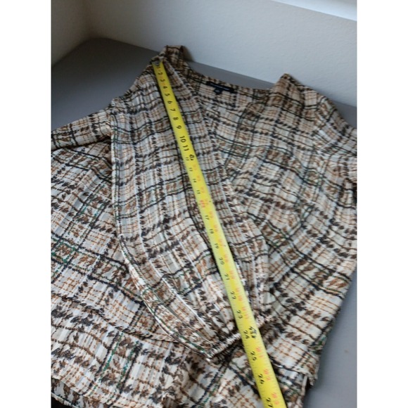ZAC & RACHEL Blouse Women 2XL Brown Plaid Flowing Long Sleeve Office Lightweight - Picture 10 of 11